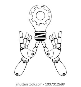 robot hands humanoid with bulb and gear