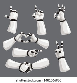 robot hands set on grey background