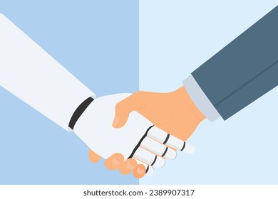 robot handshake with human,concept symbol of the cooperation of AI artificial intelligence ,Technology and innovation development,Ai Vector illustration