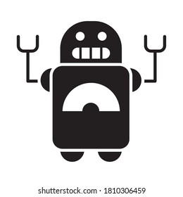 Roboter mit hellem Gesicht, weißer Hintergrund, Silhouettenstil, Vektorgrafik