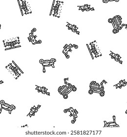 robot harvests automation vector seamless pattern thin line illustration