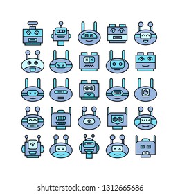robot head avatar icons, blue color theme