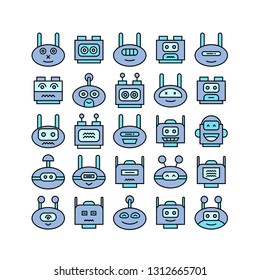 robot head avatar icons, blue color theme