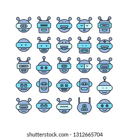 robot head avatar icons, blue color theme