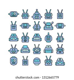 robot head avatar icons, blue color theme