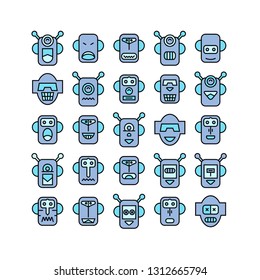 robot head avatar icons, blue color theme