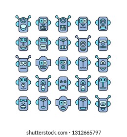 robot head avatar icons, blue color theme