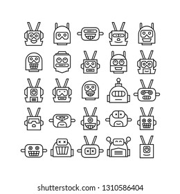 robot head avatar icons line design