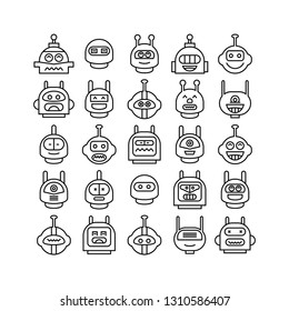 robot head avatar icons line design