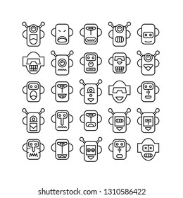 robot head avatar icons line design