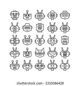 robot head avatar icons line design