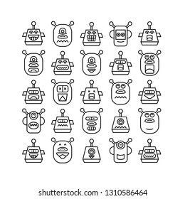robot head avatar icons line design