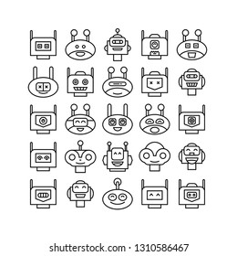 robot head avatar icons line design