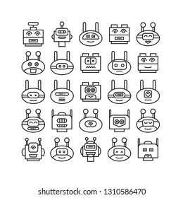 robot head avatar icons line design
