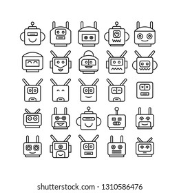 robot head avatar icons line design