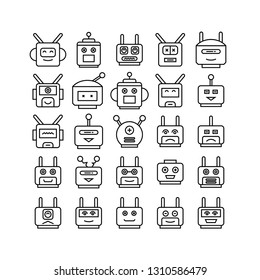 robot head avatar icons line design