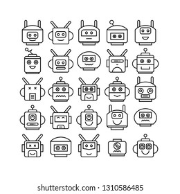 robot head avatar icons line design