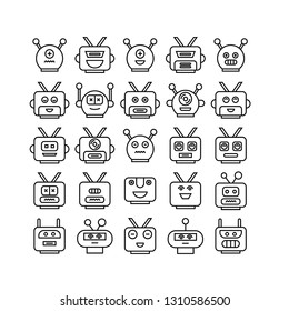robot head avatar icons line design