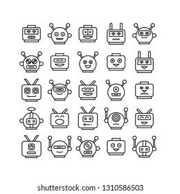 robot head avatar icons line design