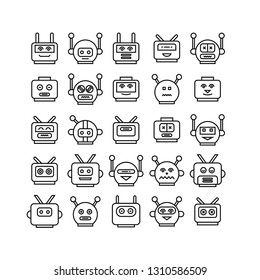 robot head avatar icons line design