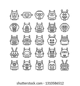 robot head avatar icons line design
