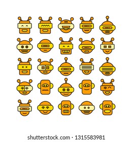 robot head avatar icons set, yellow theme