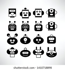 robot head avatar icons set