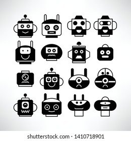 robot head avatar icons set