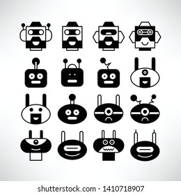 robot head avatar icons set
