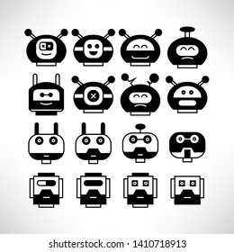 robot head avatar icons set