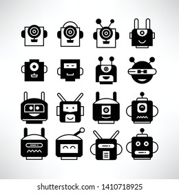 robot head avatar icons set