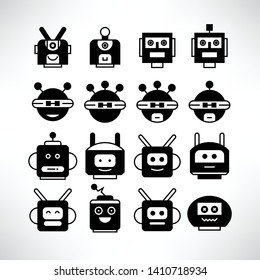 robot head avatar icons set