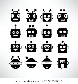 robot head avatar icons set