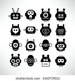 robot head avatar icons set