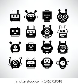 robot head avatar icons set