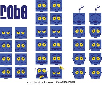 Ensemble d'avatars de tête de robot. robot machine. Design à plat. Illustration vectorielle. Rétro, iconset, expressions. Rouge