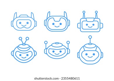 Robot Head Avatar Vector Design. Cartoon Mascot Robot Head Icon