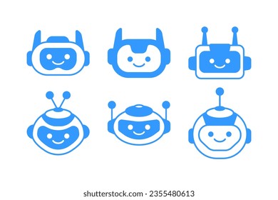 Robot Head Avatar Vector Design. Cartoon Mascot Robot Head Icon