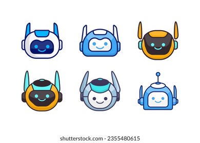 Robot Head Avatar Vector Design. Cartoon Mascot Robot Head Icon