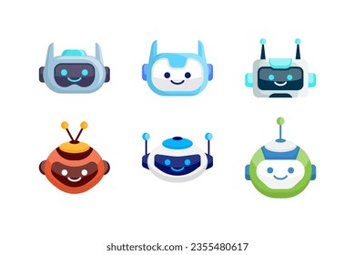 Robot Head Avatar Vector Design. Cartoon Mascot Robot Head Icon