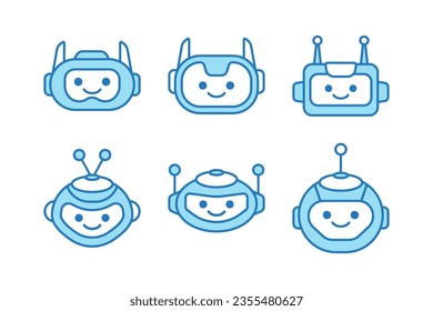 Robot Head Avatar Vector Design. Cartoon Mascot Robot Head Icon