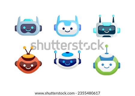 Robot Head Avatar Vector Design. Cartoon Mascot Robot Head Icon