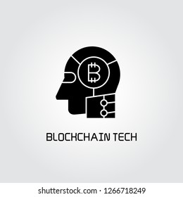 robot head and bitcoin concept icon