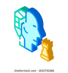 robot head brain play chess isometric icon vector. robot head brain play chess sign. isolated symbol illustration