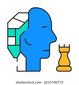robot head brain play chess line icon vector. robot head brain play chess sign. isolated symbol illustration