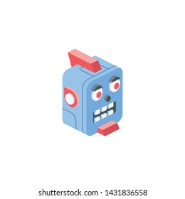 Robot head chat bot. Vector 3d isometric color icon new flat style. Creative illustration, idea for infographics.