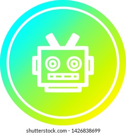 robot head circular icon with cool gradient finish
