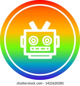 robot head circular icon with rainbow gradient finish