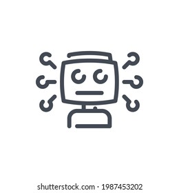 Roboter Kopf mit Verbindungslinie Symbol. Bot mit künstlicher Intelligenz, Vektorgrafik-Rahmenzeichen.