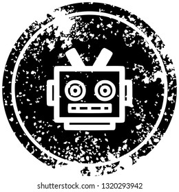 robot head distressed icon symbol